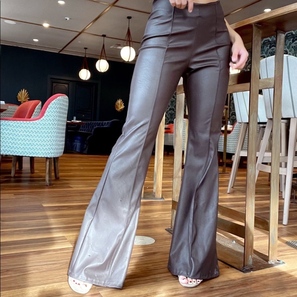 Chocolate flare leather pants